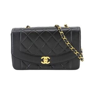 Chanel Diana Matelasse 22 Chain Shoulder Bag Lambskin Black A01164 Vintage